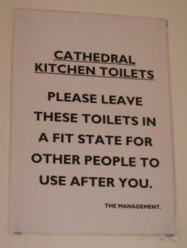 sign in Cathedral Kitchen loo