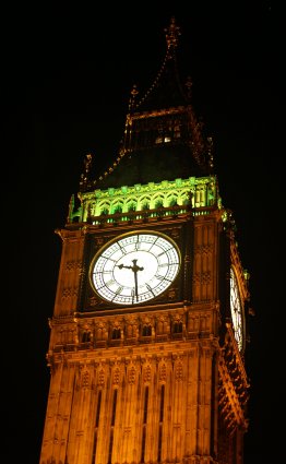 Big Ben tower at night