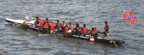 boat with Confederate flag