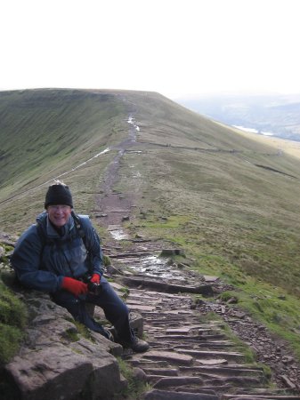 Henry on trail up Corn Du