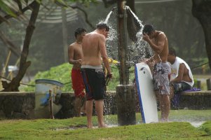 Showering off the sand