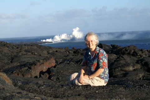 Kathy with volcano