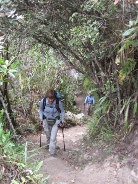 Joan on the Trail (and Kathy resting below)