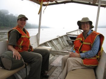 Claudia and Kathy in the boat